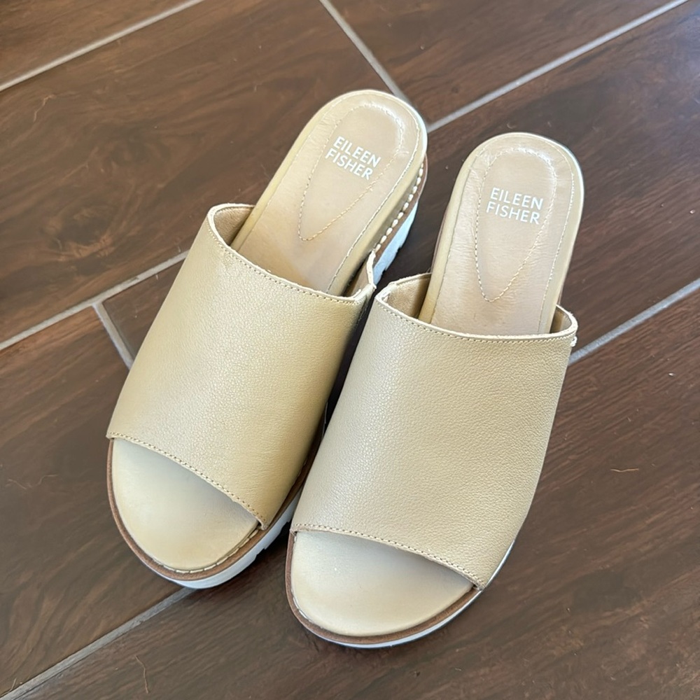 Eileen Fisher Leather Wedge Sandal